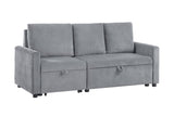 Oswin Gray 70"W Corduroy Sofa with Pull-Out Chaise - Ornate Home