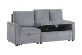 Oswin Gray 70"W Corduroy Sofa with Pull-Out Chaise - Ornate Home
