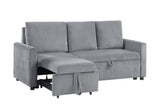Oswin Gray 70"W Corduroy Sofa with Pull-Out Chaise - Ornate Home
