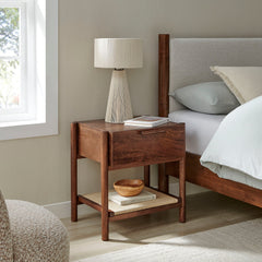 Oswin Walnut 1-Drawer Wood Nightstand - Ornate Home