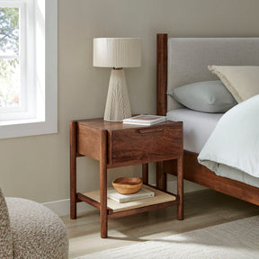 Oswin Walnut 1-Drawer Wood Nightstand - Ornate Home