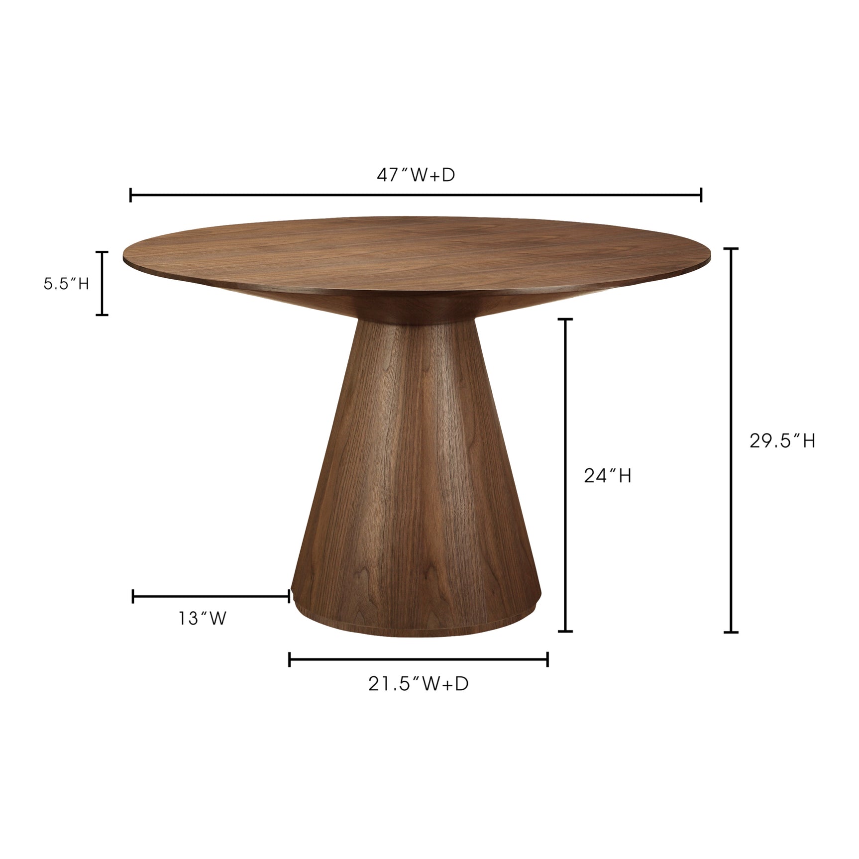 Otago Walnut 47In Round Dining Table - Ornate Home