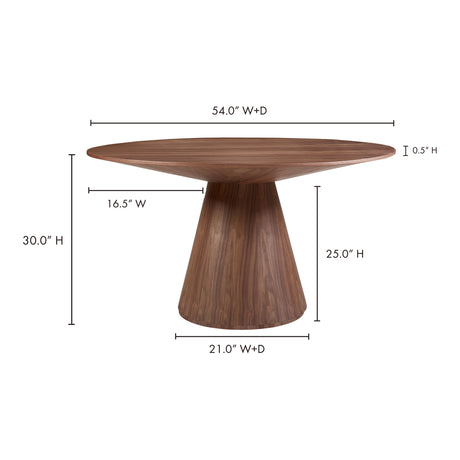 Otago Walnut Brown Round Dining Table - Ornate Home