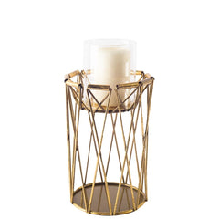 Othello Antiqued Brass Short Metal Table Candle Holder - Ornate Home