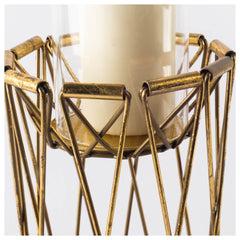 Othello Antiqued Brass Short Metal Table Candle Holder - Ornate Home