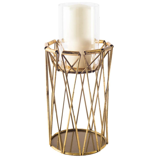 Othello Antiqued Brass Tall Metal Table Candle Holder - Ornate Home