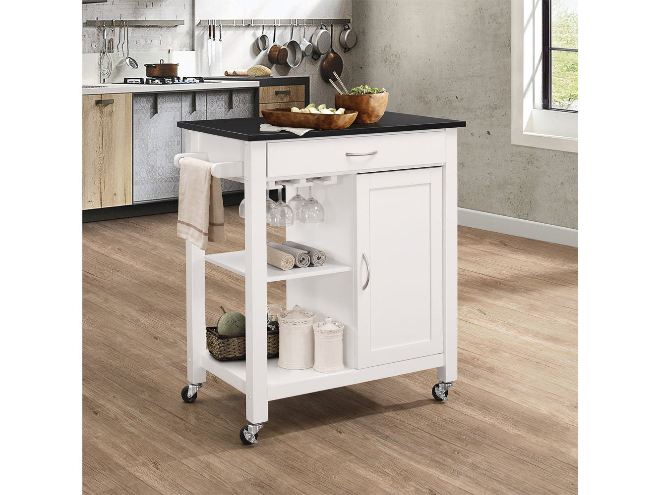 Ottawa Black & White Kitchen Cart - Ornate Home