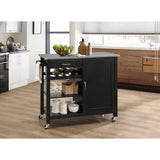 Ottawa Stainless Steel/Black Kitchen Cart - Ornate Home