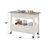 Ottawa Stainless Steel & White Kitchen Cart - Ornate Home