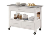 Ottawa Stainless Steel & White Kitchen Cart - Ornate Home