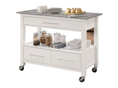 Ottawa Stainless Steel & White Kitchen Cart - Ornate Home