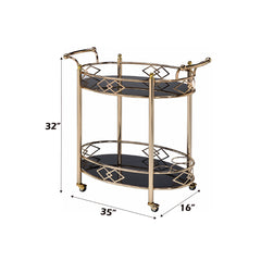 Ottesen Gold & Black Glass Serving Cart - Ornate Home