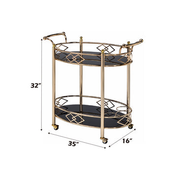 Ottesen Gold & Black Glass Serving Cart - Ornate Home