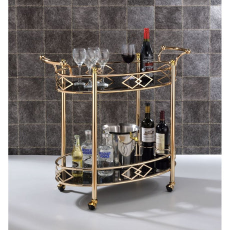 Ottesen Gold & Black Glass Serving Cart - Ornate Home