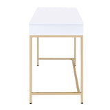 Ottey White High Gloss & Gold Desk - Ornate Home