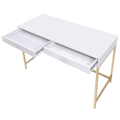 Ottey White High Gloss & Gold Desk - Ornate Home