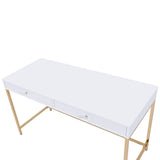 Ottey White High Gloss & Gold Desk - Ornate Home