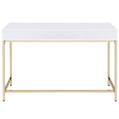 Ottey White High Gloss & Gold Desk - Ornate Home