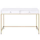 Ottey White High Gloss & Gold Desk - Ornate Home