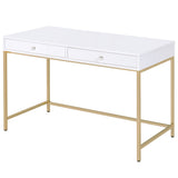 Ottey White High Gloss & Gold Desk - Ornate Home