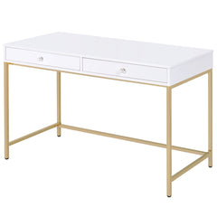 Ottey White High Gloss & Gold Desk - Ornate Home