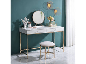 Ottey White High Gloss & Gold Desk - Ornate Home
