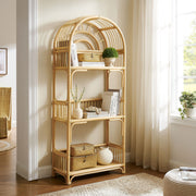 Ottilie Natural 68 Inch Arched Natural Rattan Bookshelf