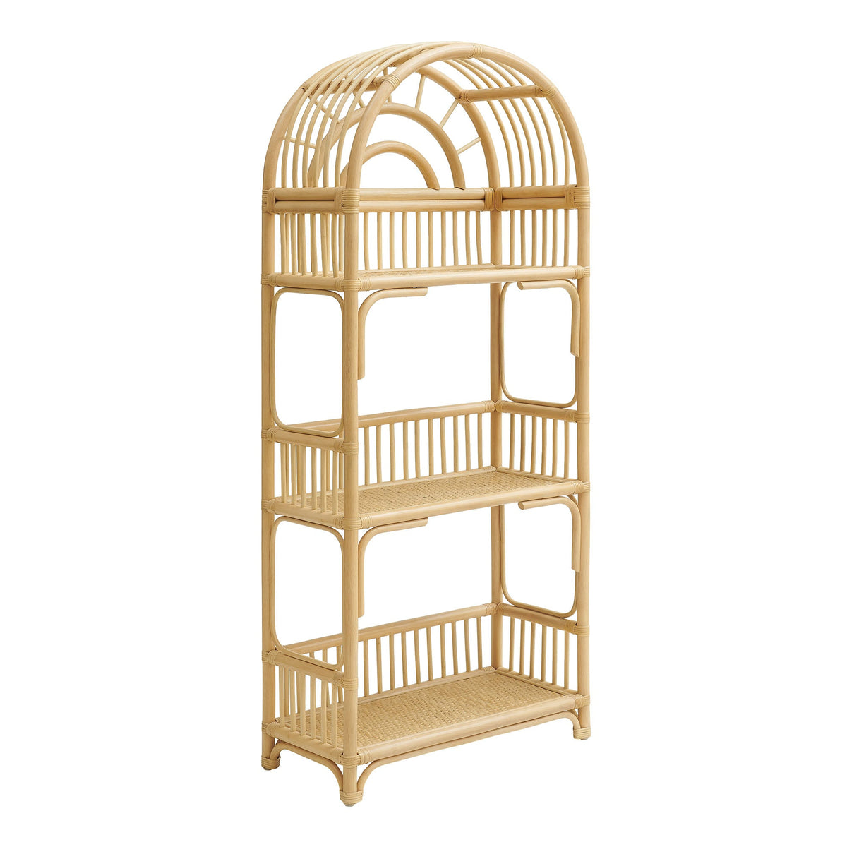 Ottilie Natural 68 Inch Arched Rattan Bookshelf