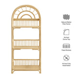 Ottilie Natural 68 Inch Arched Rattan Bookshelf