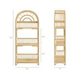 Ottilie Natural 68 Inch Arched Rattan Bookshelf