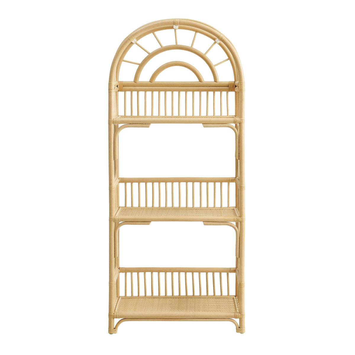 Ottilie Natural 68 Inch Arched Rattan Bookshelf
