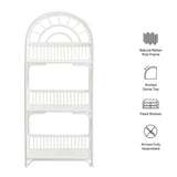 Ottilie White 68 Inch Arched Natural Rattan Bookshelf