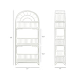Ottilie White 68 Inch Arched Natural Rattan Bookshelf
