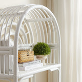 Ottilie White 68 Inch Arched Natural Rattan Bookshelf