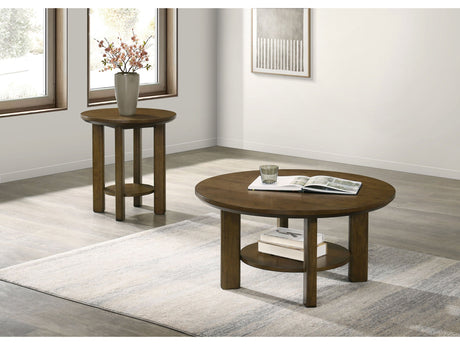 Ottowa Brown 2-piece Round Wood Coffee Table Set - Ornate Home