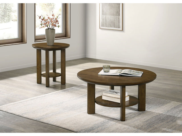 Ottowa Brown 2-piece Round Wood Coffee Table Set - Ornate Home