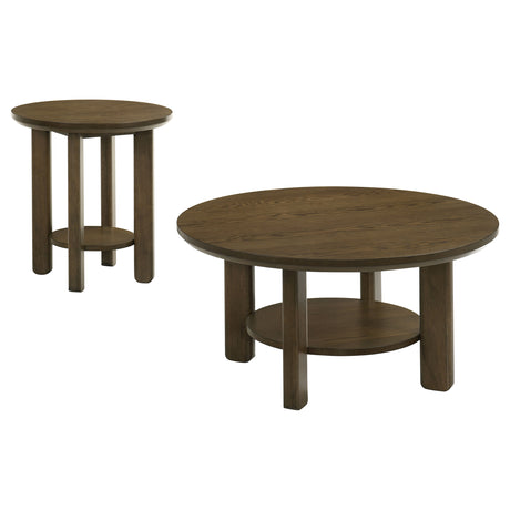 Ottowa Brown 2-piece Round Wood Coffee Table Set - Ornate Home