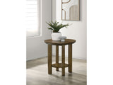 Ottowa Brown 22-Inch Round Wood Side End Table with Shelf - Ornate Home