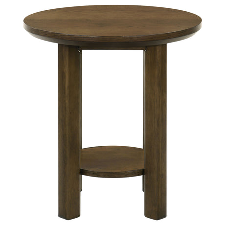 Ottowa Brown 22-Inch Round Wood Side End Table with Shelf - Ornate Home