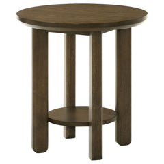 Ottowa Brown 22-Inch Round Wood Side End Table with Shelf - Ornate Home