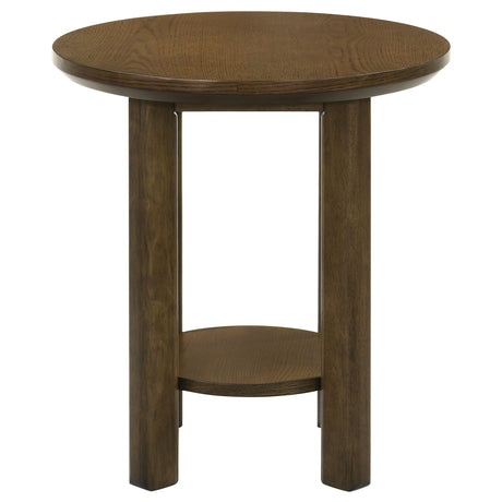 Ottowa Brown 22-Inch Round Wood Side End Table with Shelf - Ornate Home