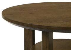 Ottowa Brown 22-Inch Round Wood Side End Table with Shelf - Ornate Home
