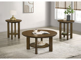 Ottowa Brown 3-piece Round Wood Coffee Table Set - Ornate Home