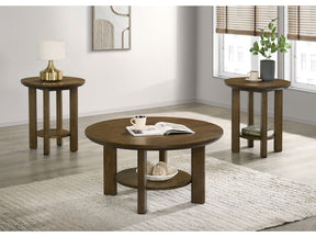 Ottowa Brown 3-piece Round Wood Coffee Table Set - Ornate Home