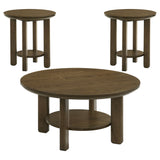 Ottowa Brown 3-piece Round Wood Coffee Table Set - Ornate Home