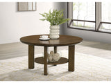 Ottowa Brown 35-inch Round Wood Cocktail Coffee Table - Ornate Home