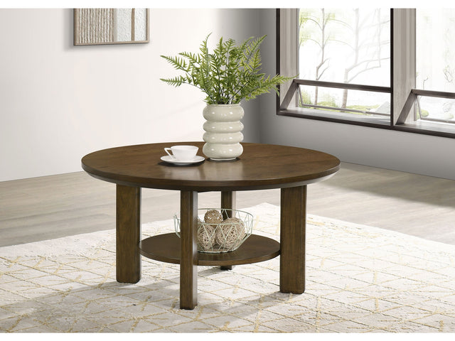 Ottowa Brown 35-inch Round Wood Cocktail Coffee Table - Ornate Home