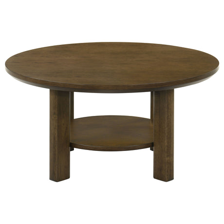 Ottowa Brown 35-inch Round Wood Cocktail Coffee Table - Ornate Home
