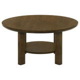 Ottowa Brown 35-inch Round Wood Cocktail Coffee Table - Ornate Home