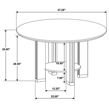 Ottowa Brown 47-inch Round Wood Dining Table with Shelf - Ornate Home